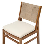 Monica Outdoor Wood and Wicker Woven Dining Chair with Cushions, Set of 2