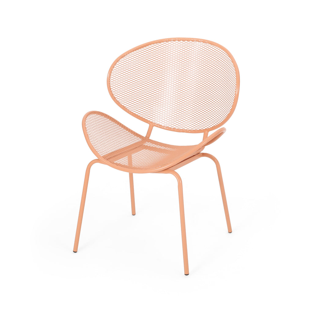 Outdoor Iron Chair with Tapered Legs and Wing Design, Set of 2