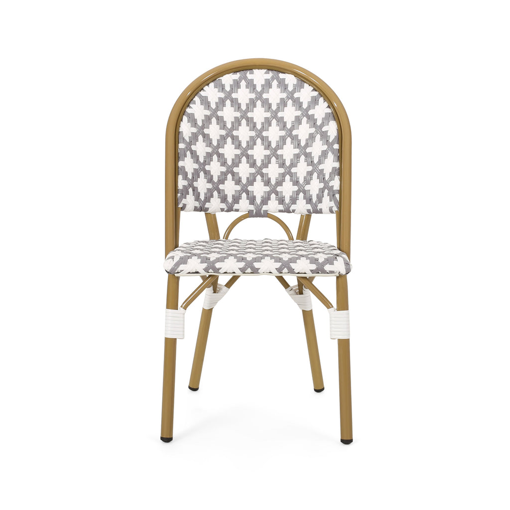 PE Rattan French Bistro Chair with Aluminum Frame, Set of 2