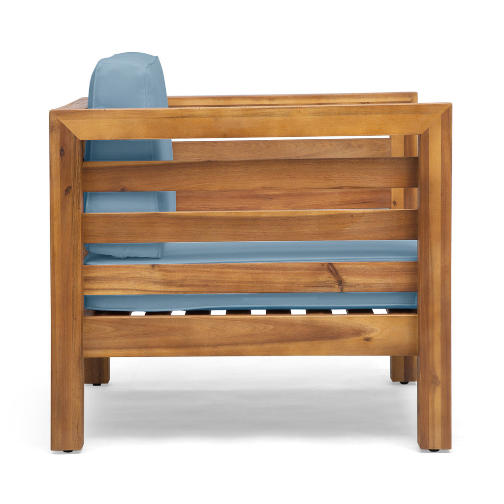 Oana Outdoor Acacia Wood Club Chair with Cushion