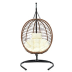 Folding Hanging Swinging Egg Chair with Stand & Tufted Cushion