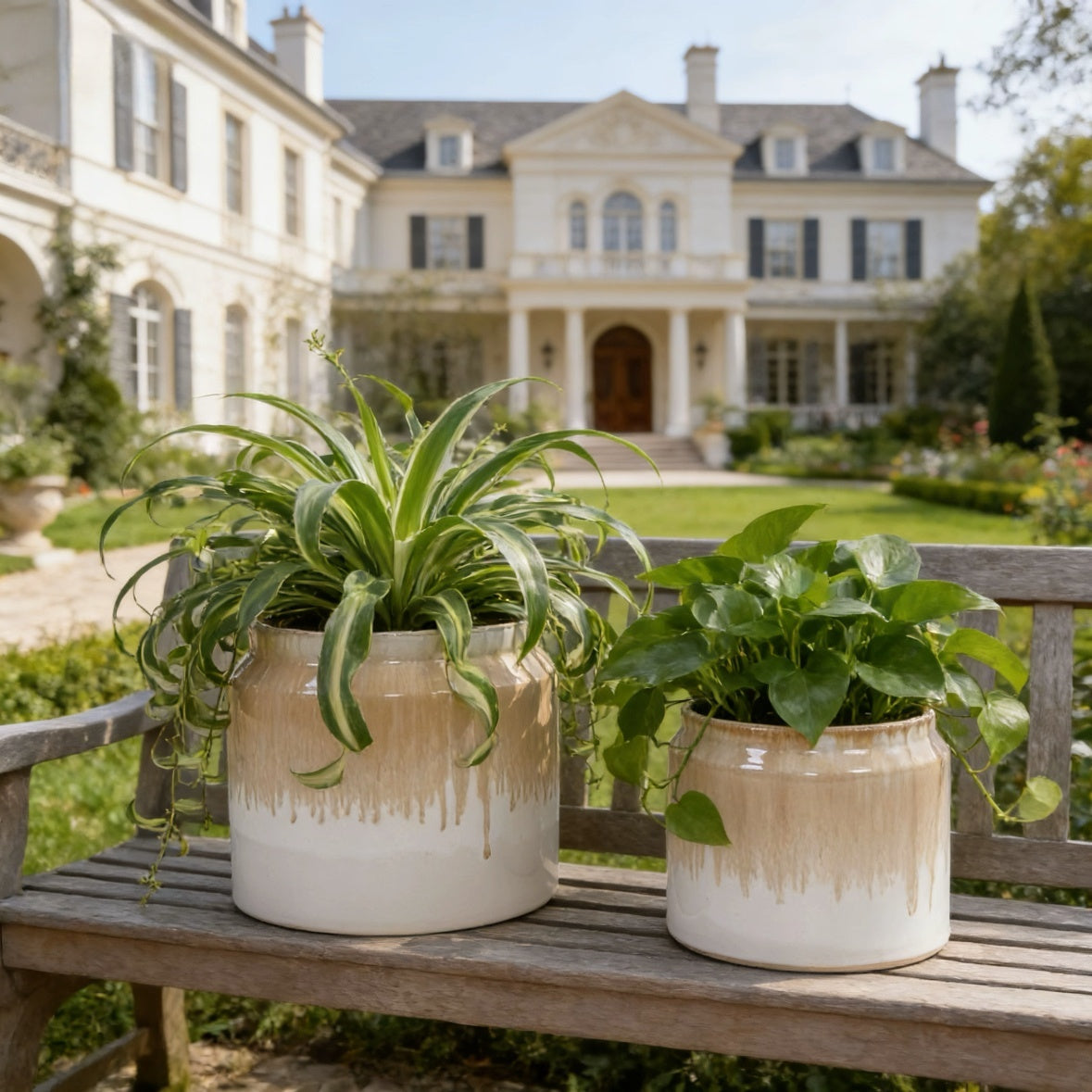 Rumi Beige Handmade Ceramic Planter, Set of 2