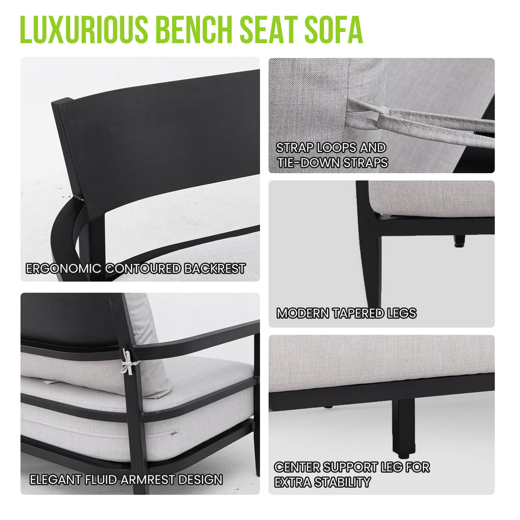 Mariner Outdoor Aluminum Sofa with Sunbrella Cusions