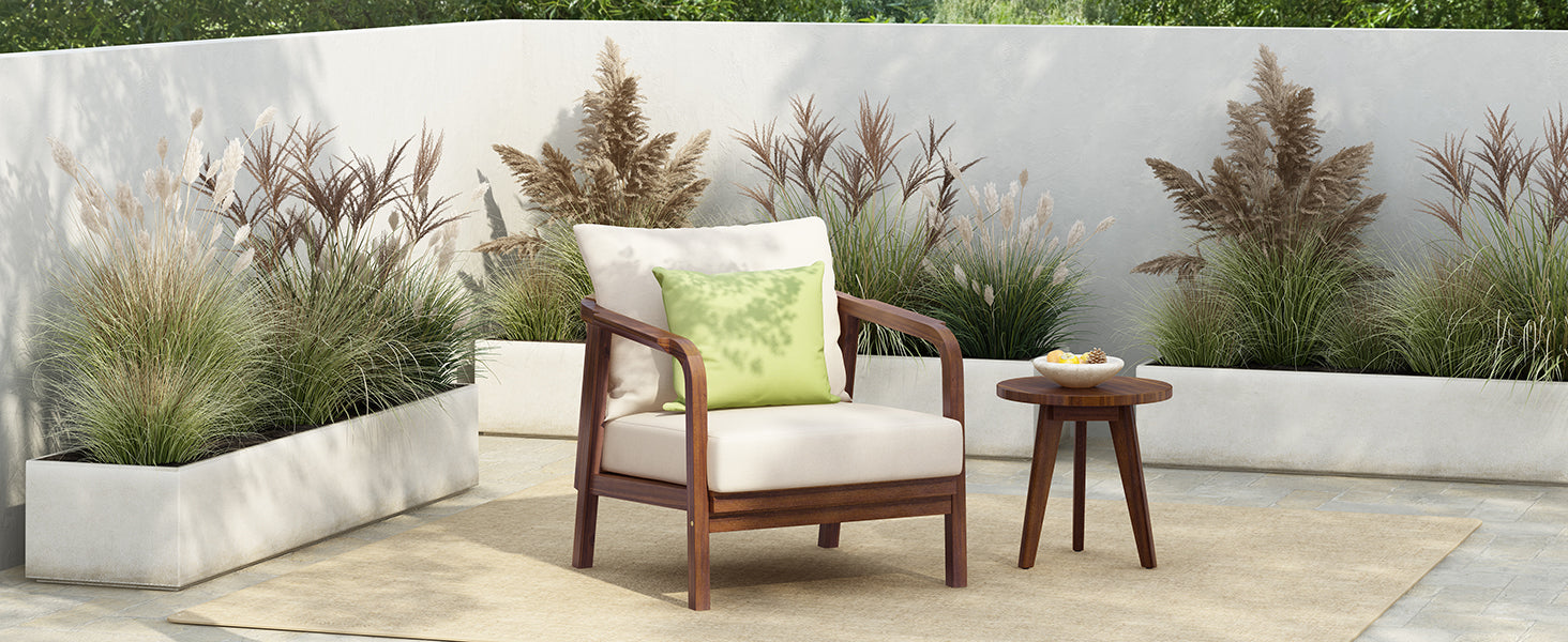 Calder Outdoor Lounge Chair with Woven Backrest