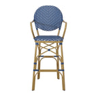 Valorous Outdoor Wicker Bar Stool with Round Back and Curved Arms, Set of 2