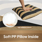 Black & Tan Stripe Outdoor Square Pillows, Set of 2