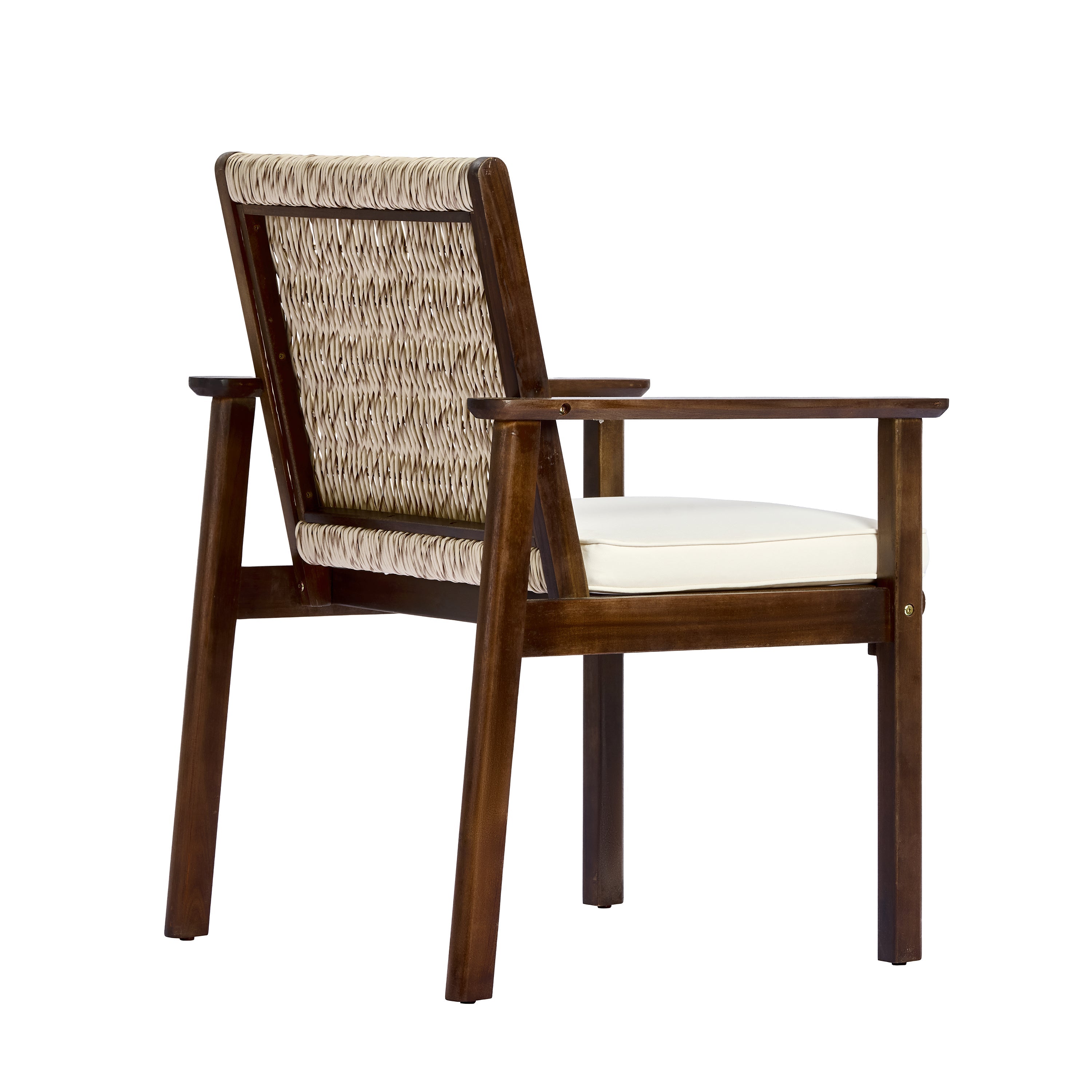 Miles Acacia Wood & Wicker Rattan Woven Dining Chairs, Set of 2