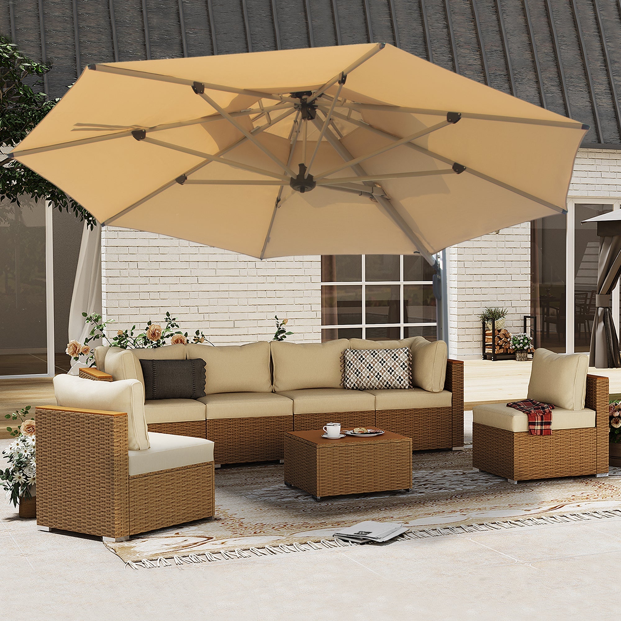 Round Cantilever Umbrella with Center Pole, Base Not Included