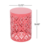 Spherical Outdoor Cylindrical End Table with Iron Cut Design