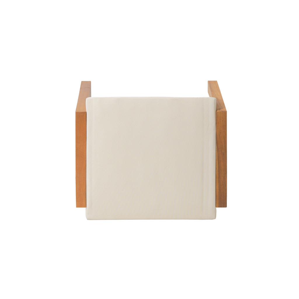 Brixton Acacia Wood Outdoor Ottomans with Cushion, Set of 2