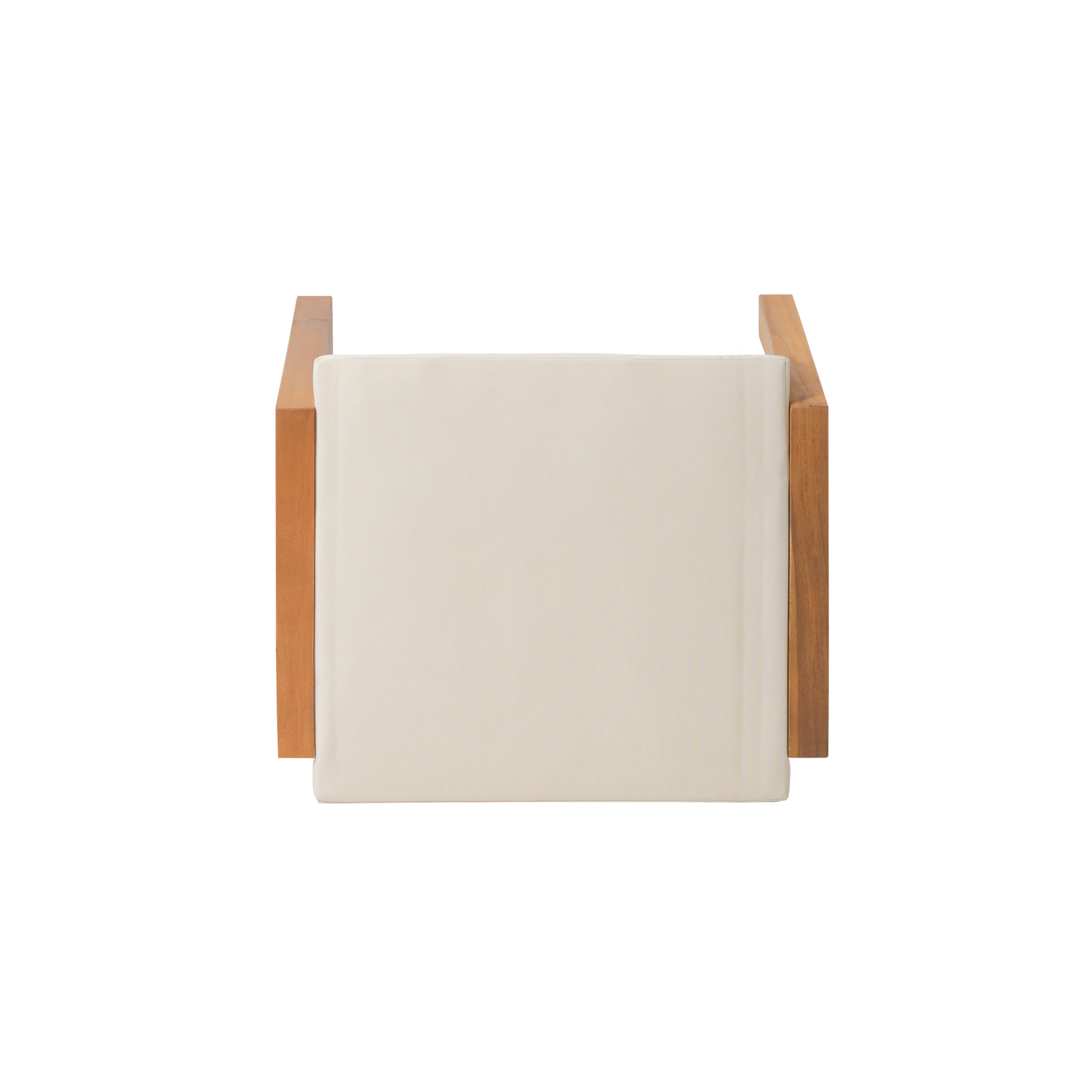 Brixton Acacia Wood Outdoor Ottomans with Cushion, Set of 2