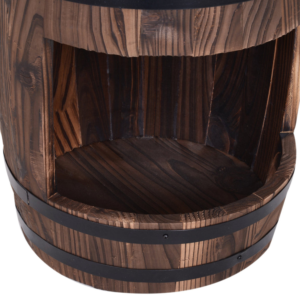 23" H Outdoor Water Fountain Wood and Plastic Rustic Apple Barrel Pump