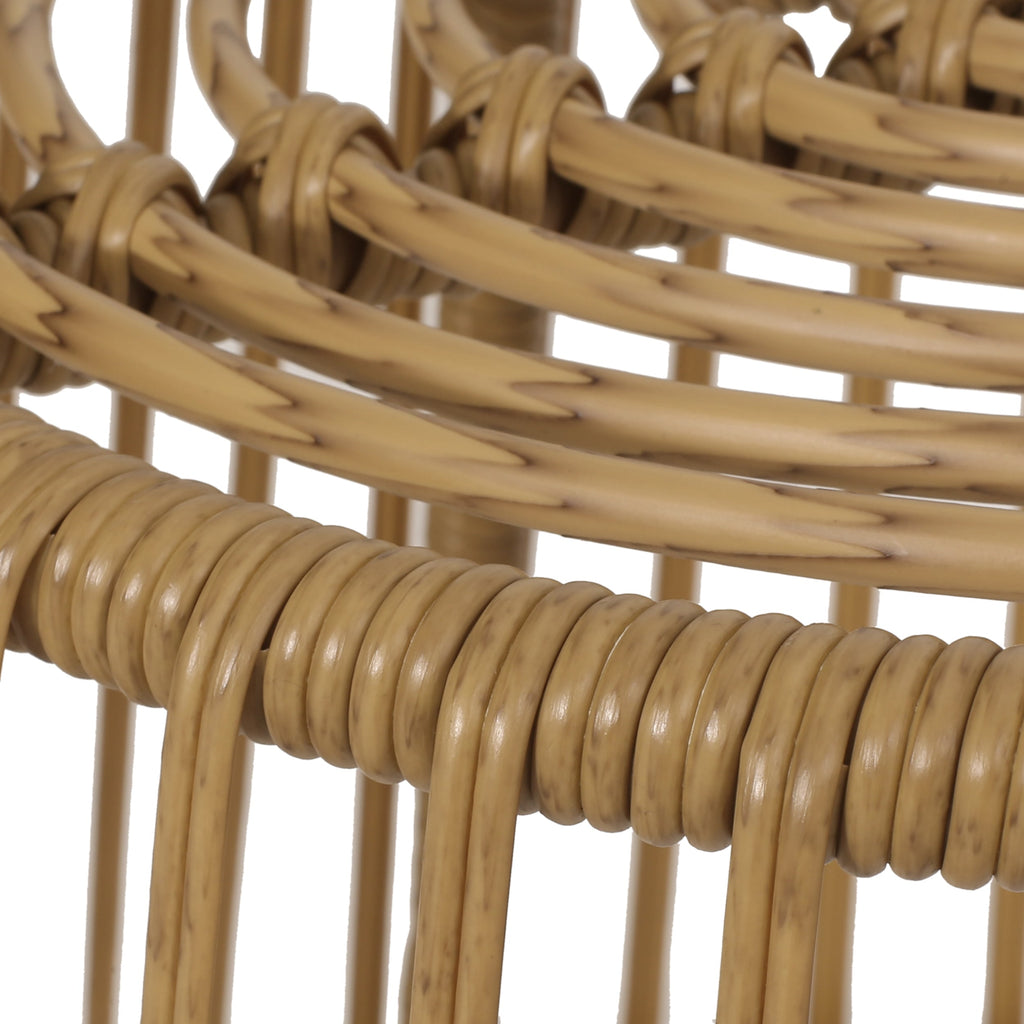 Enduring Outdoor Rattan Side Table with Cage Frame