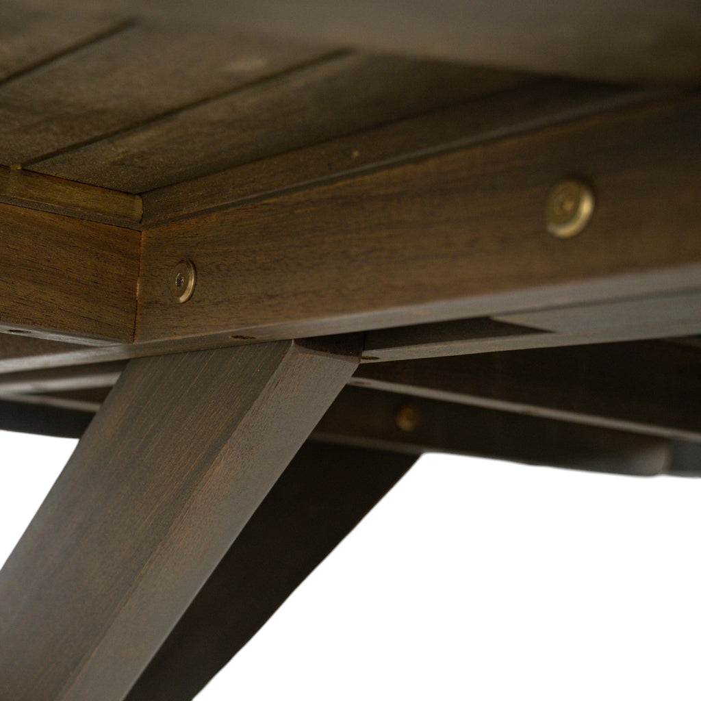Stanford Outdoor Round Acacia Wood Dining Table with X Base