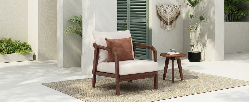 Calder Outdoor Lounge Chair with Woven Backrest