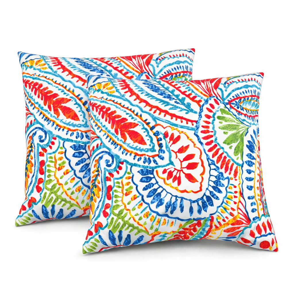 Paisley 18x18 Waterproof & Fade-Resistant Outdoor Throw Pillows, Set of 2
