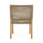 Capri Outdoor Acacia Wood & Wicker Dining Chairs with Cream Cushion, Set of 2