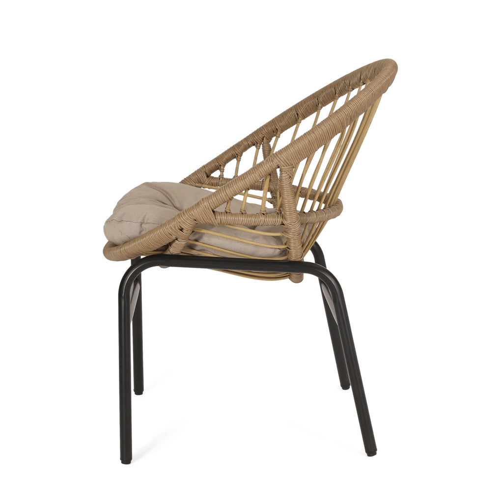Outdoor Accent Chair with Curved Back and Basket Frame, Set of 2