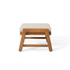 Brixton Acacia Wood Outdoor Ottomans with Cushion, Set of 2
