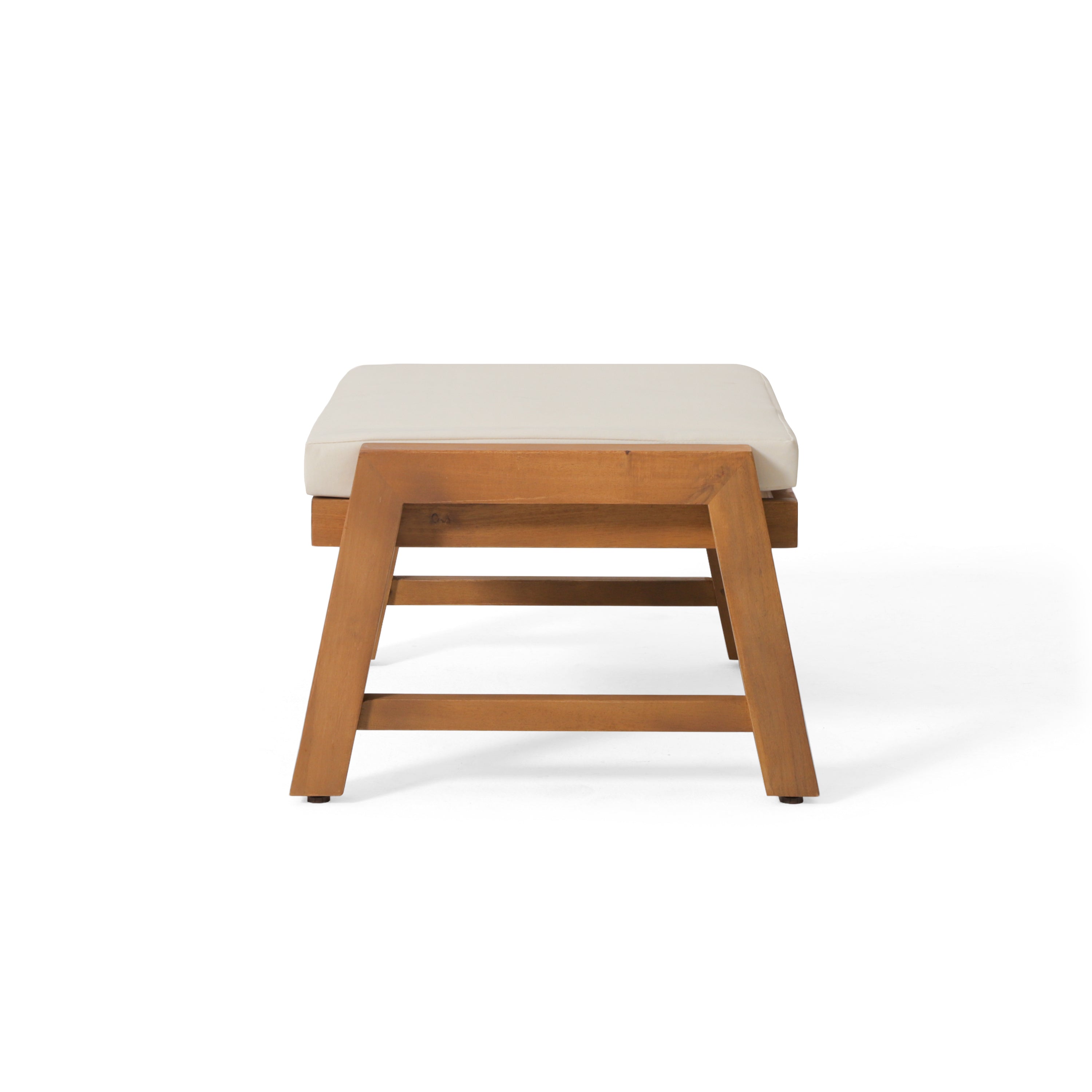 Brixton Acacia Wood Outdoor Ottomans with Cushion, Set of 2
