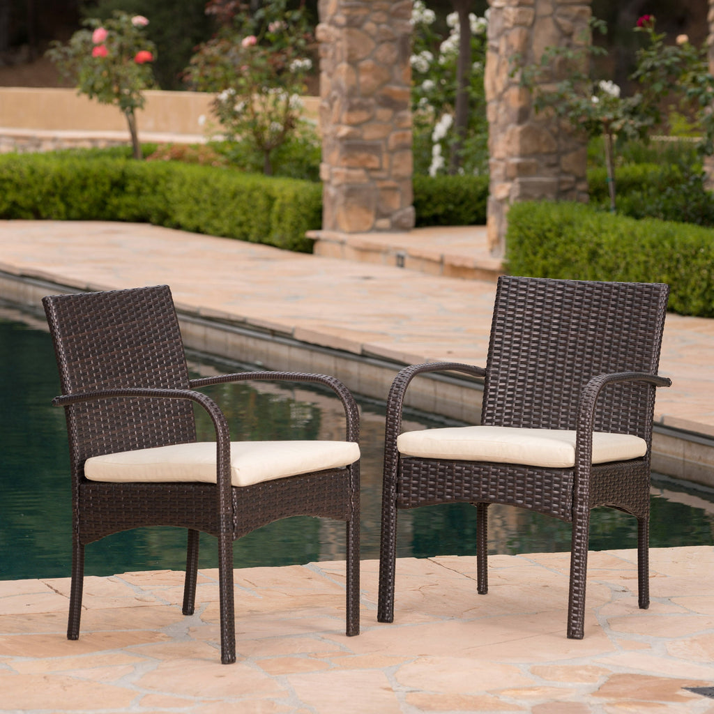 Cordoba Outdoor Wicker Dining Chairs, Set of 2