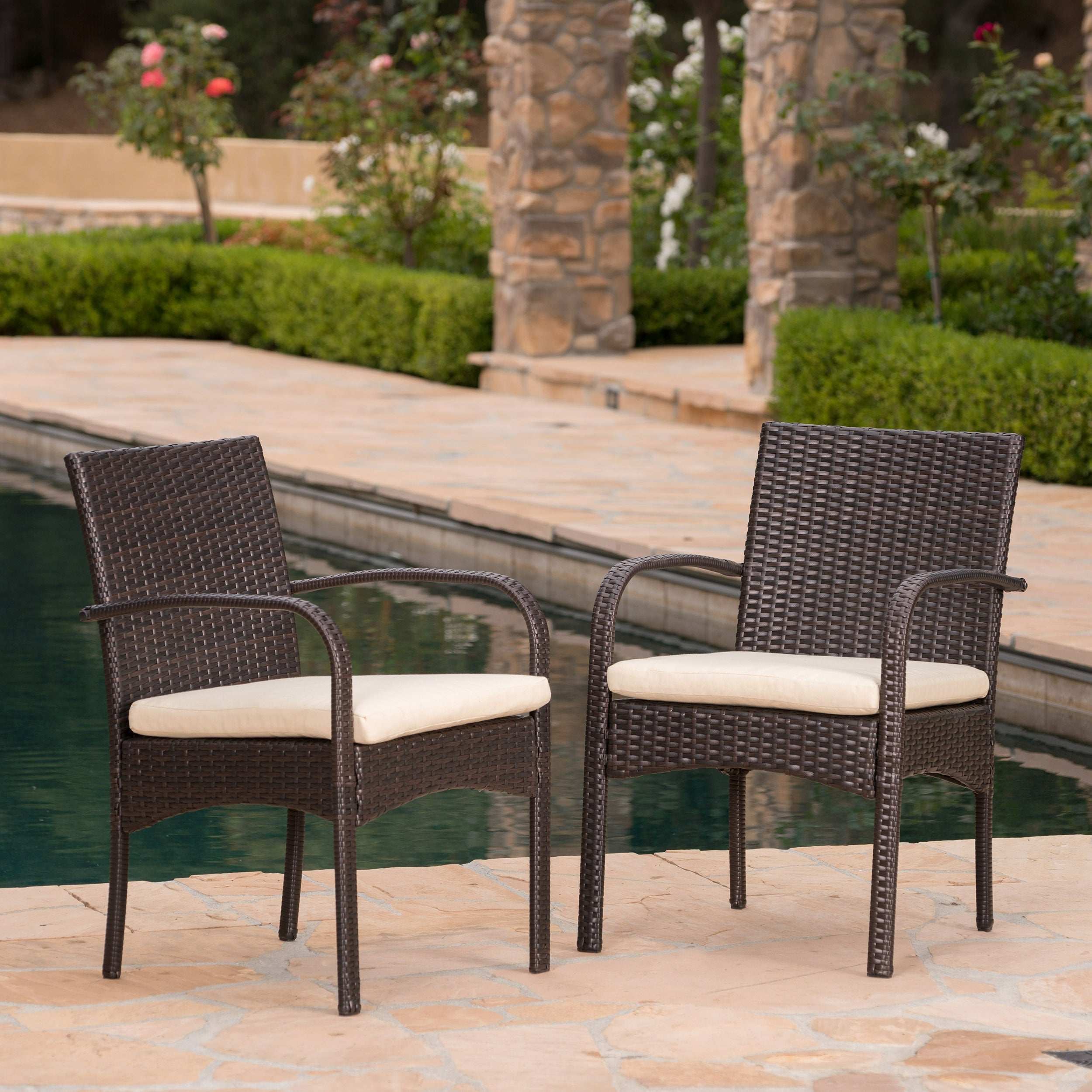 Cordoba Outdoor Wicker Dining Chairs, Set of 2