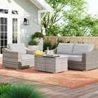 Laguna Sol Stylish Rattan Wicker Fully Assembled 3-Person Outdoor Seating Set
