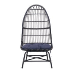 Outdoor Basket Chair with Gridded Design and Metal Frame