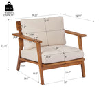 Mid-Century Modern Acacia Wood Outdoor Club Chair