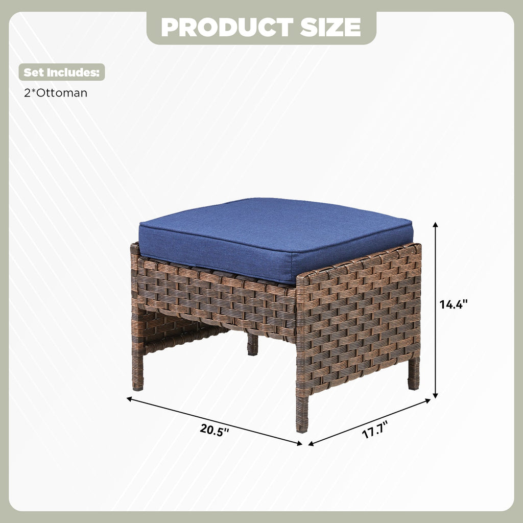 Marlowe Wicker Outdoor Ottomans, Set of 2