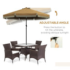 9' Fringe Edge Patio Umbrella with Push Button Tilt and Crank