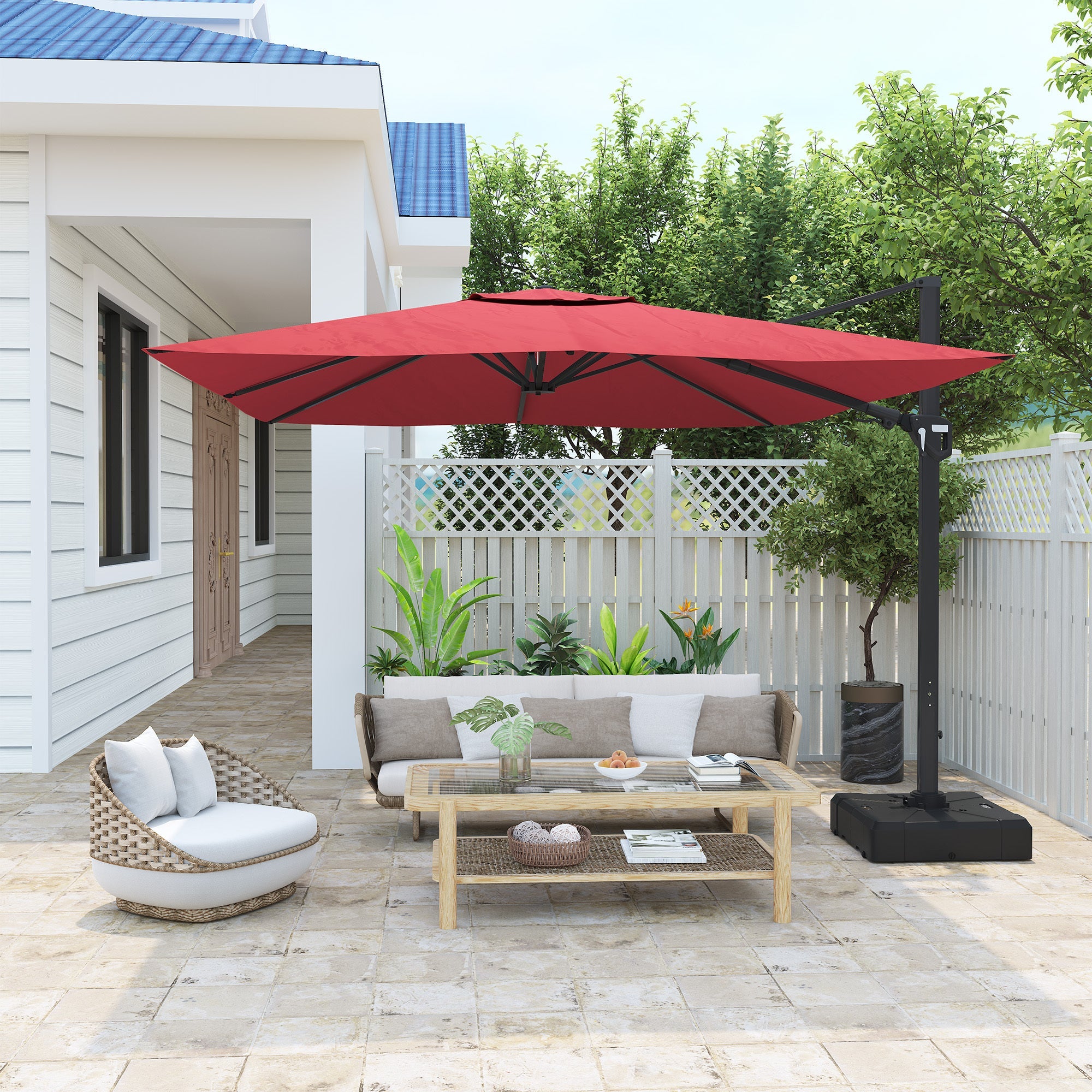 11' Outdoor Square Double Top Patio Umbrella, Base Not Included