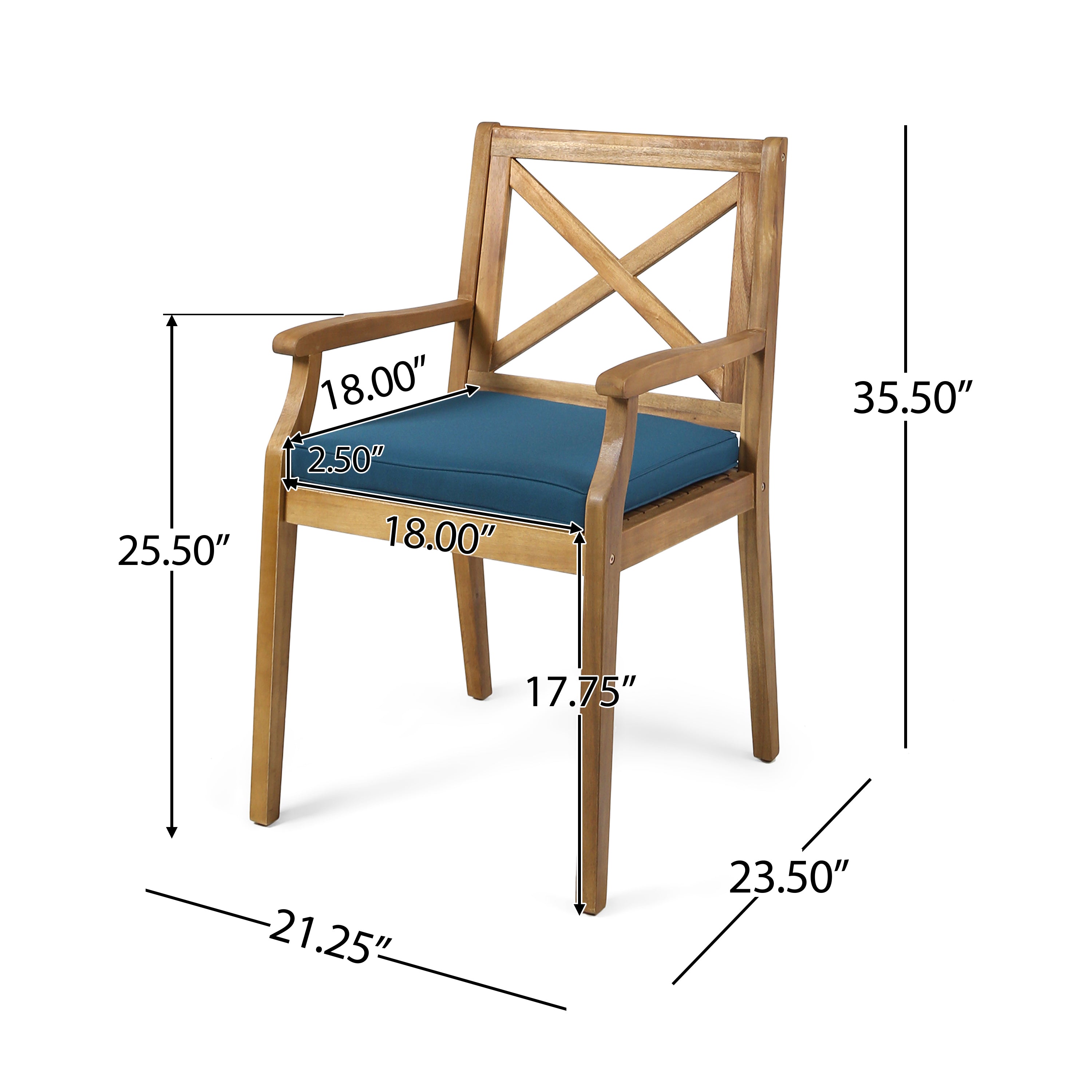 Perla Outdoor Dining Chairs with Cushions, Set of 2