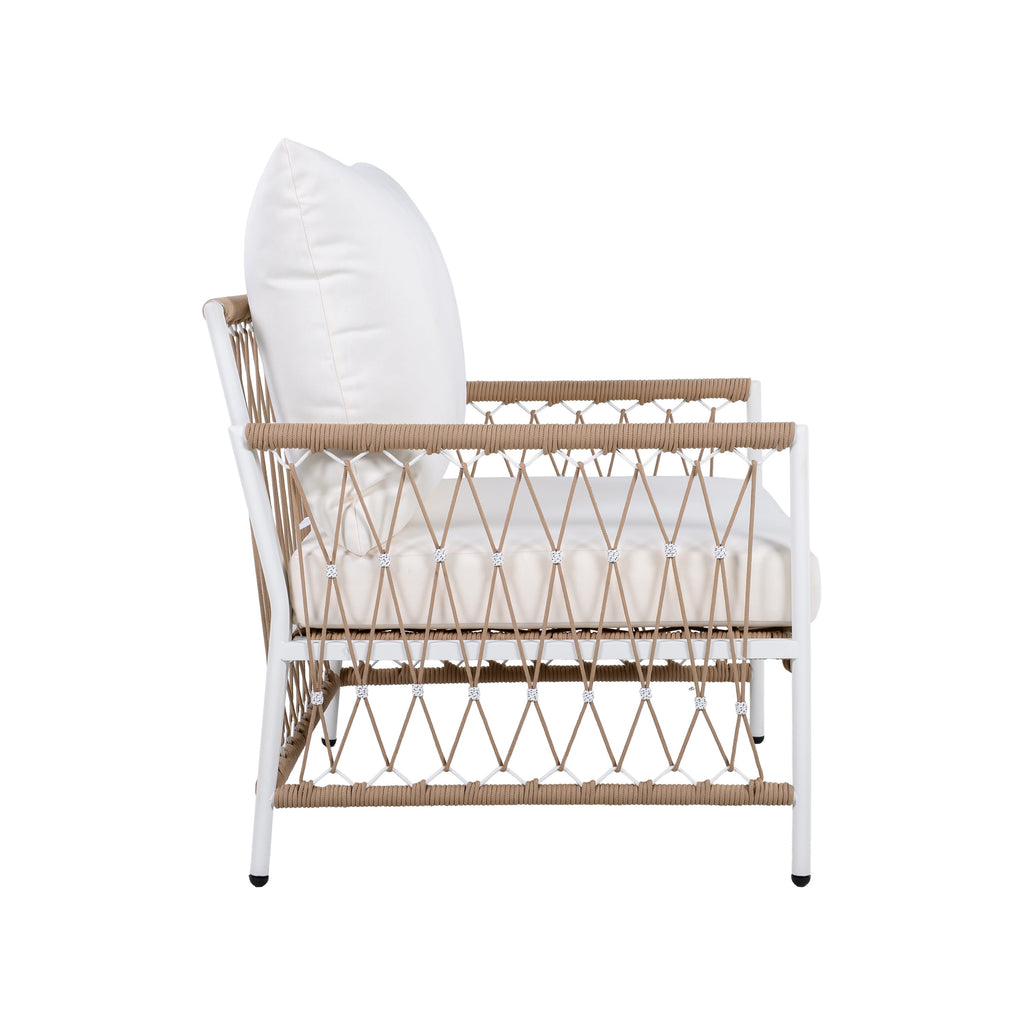 Caspian Outdoor Handwoven Rope Accent Chairs, Set of 2