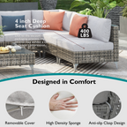 7-Piece Outdoor Wicker Sectional Sofa with Water Resistant Cushions and Coffee Table