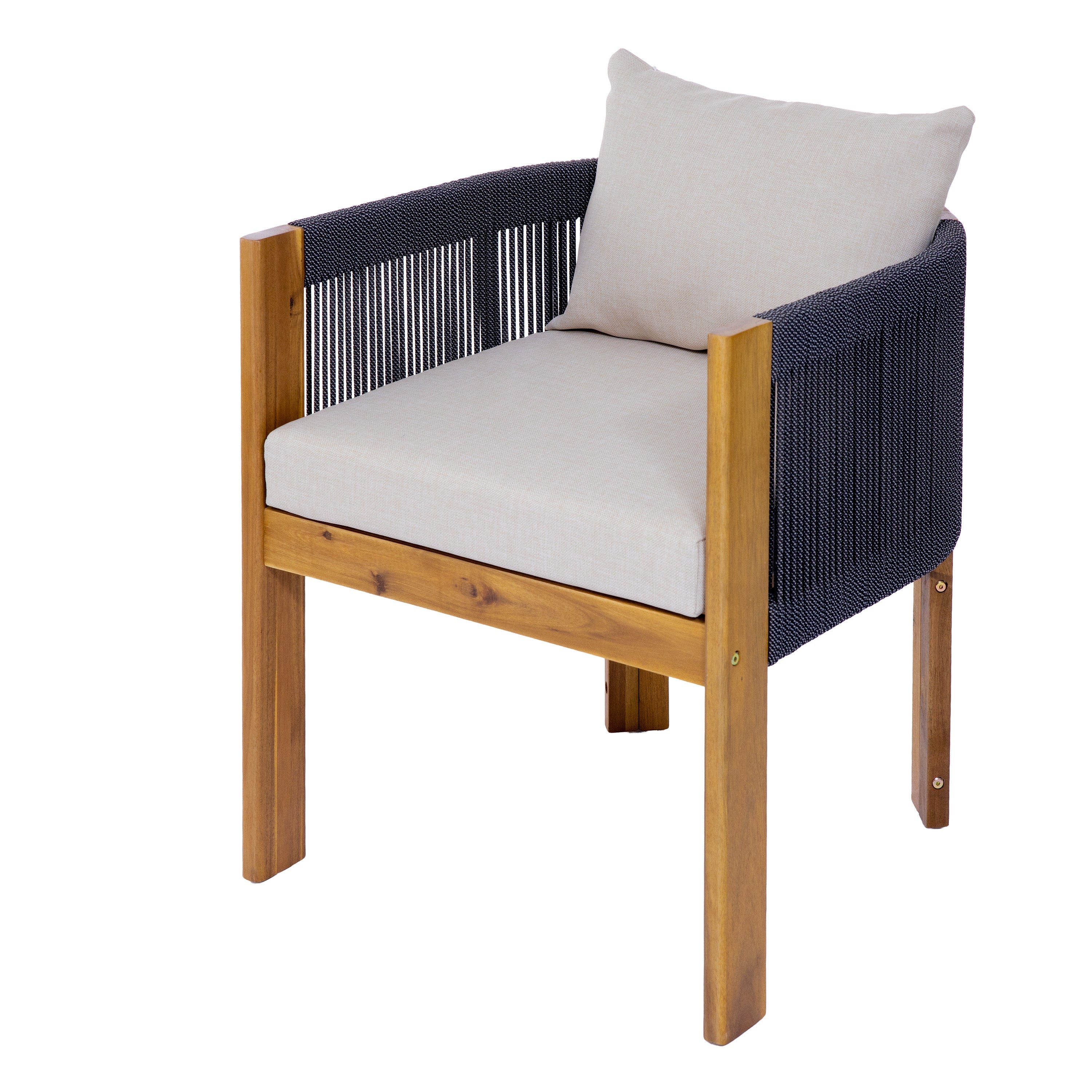 Matera Outdoor Wood & Rope Dining Chairs, Set of 2