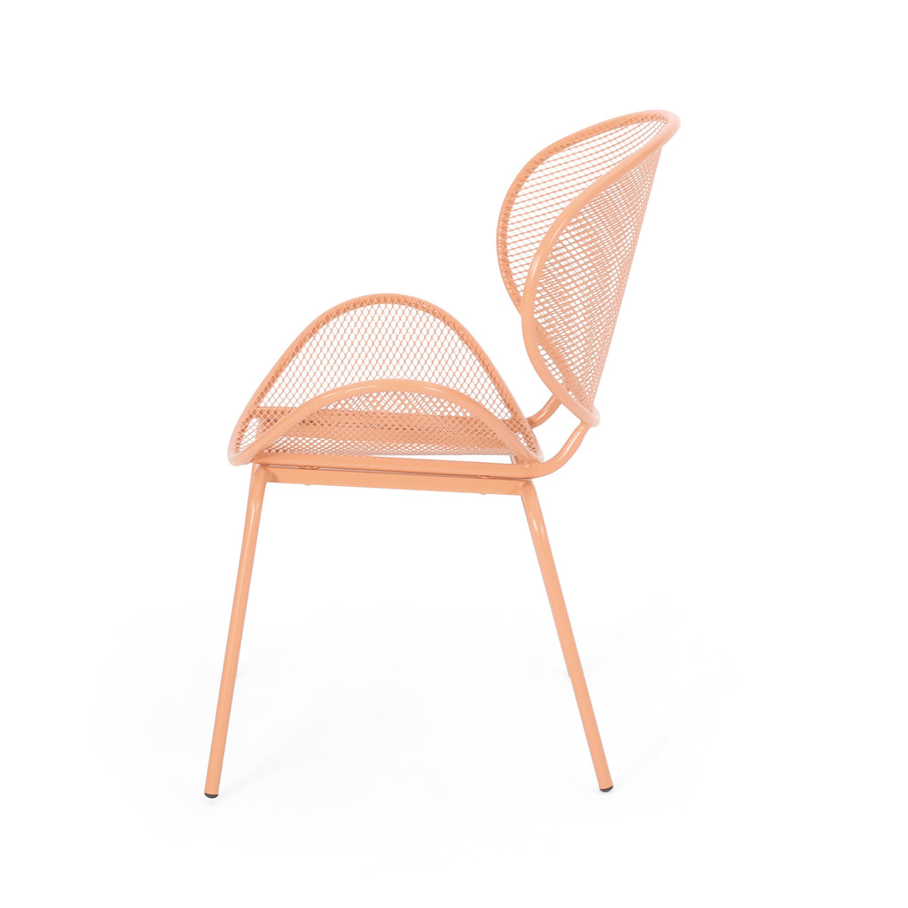 Outdoor Iron Chair with Tapered Legs and Wing Design, Set of 2