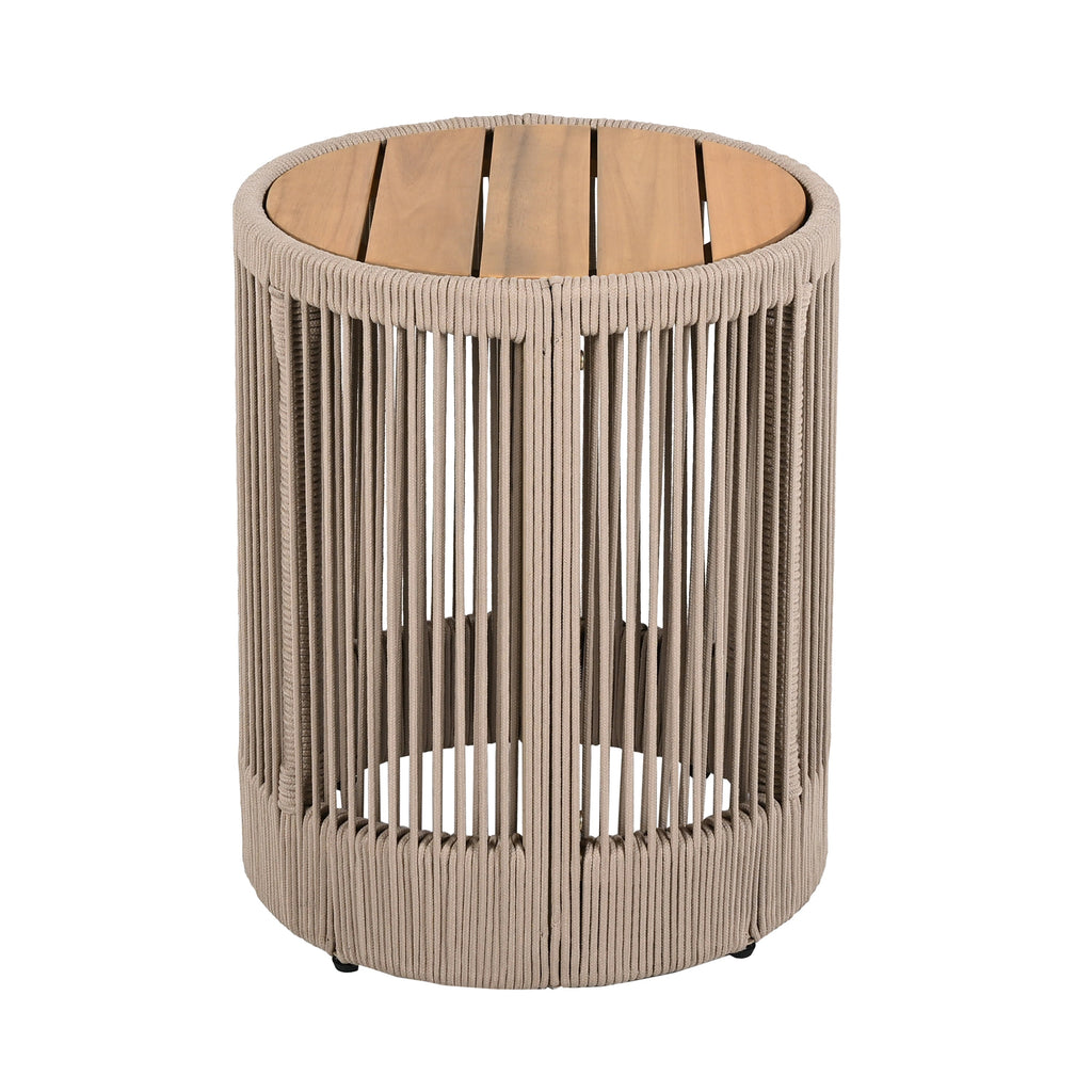 Sundara Outdoor Coffee & Side Table Set with Woven Rope Design