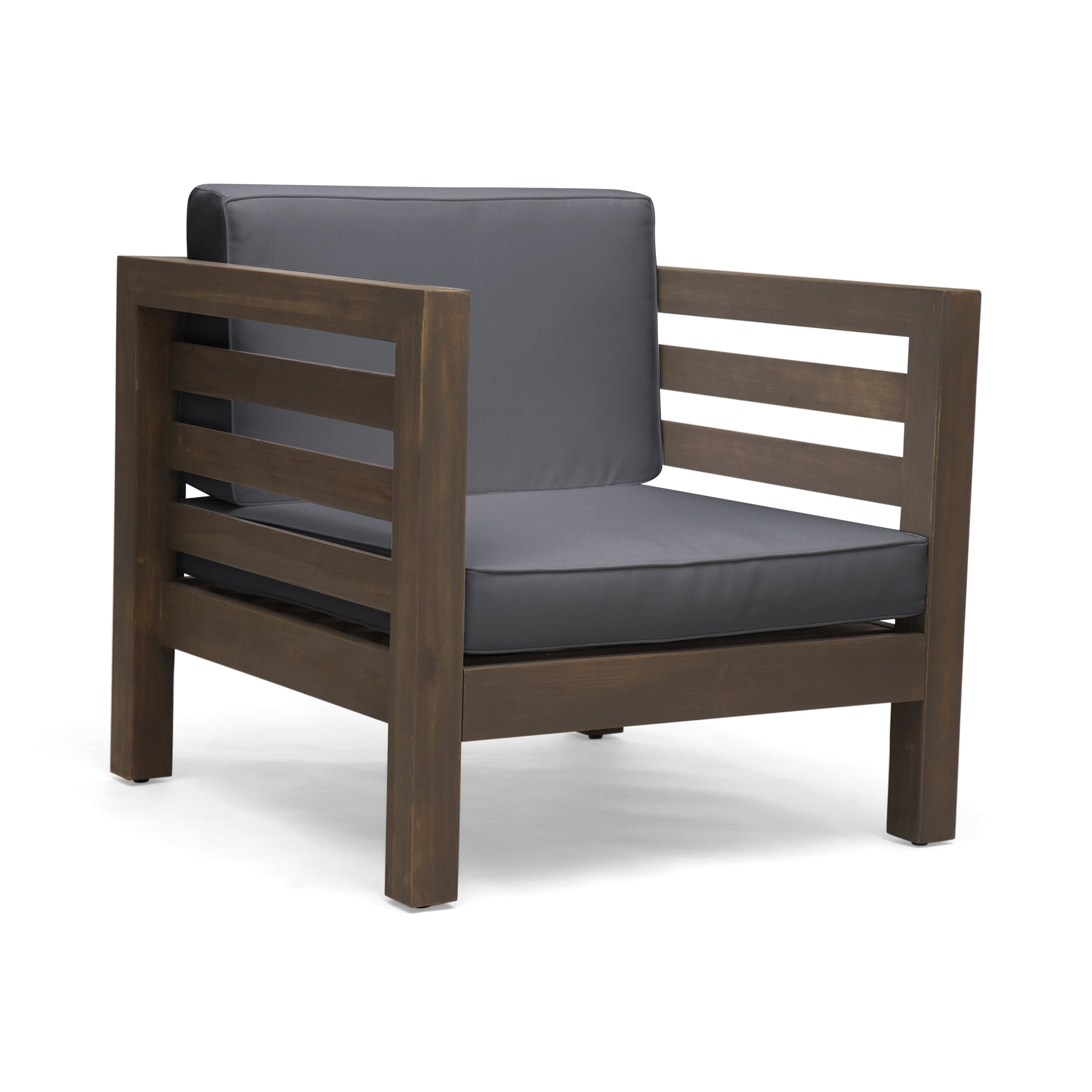 Oana Outdoor Acacia Wood Club Chair with Cushion