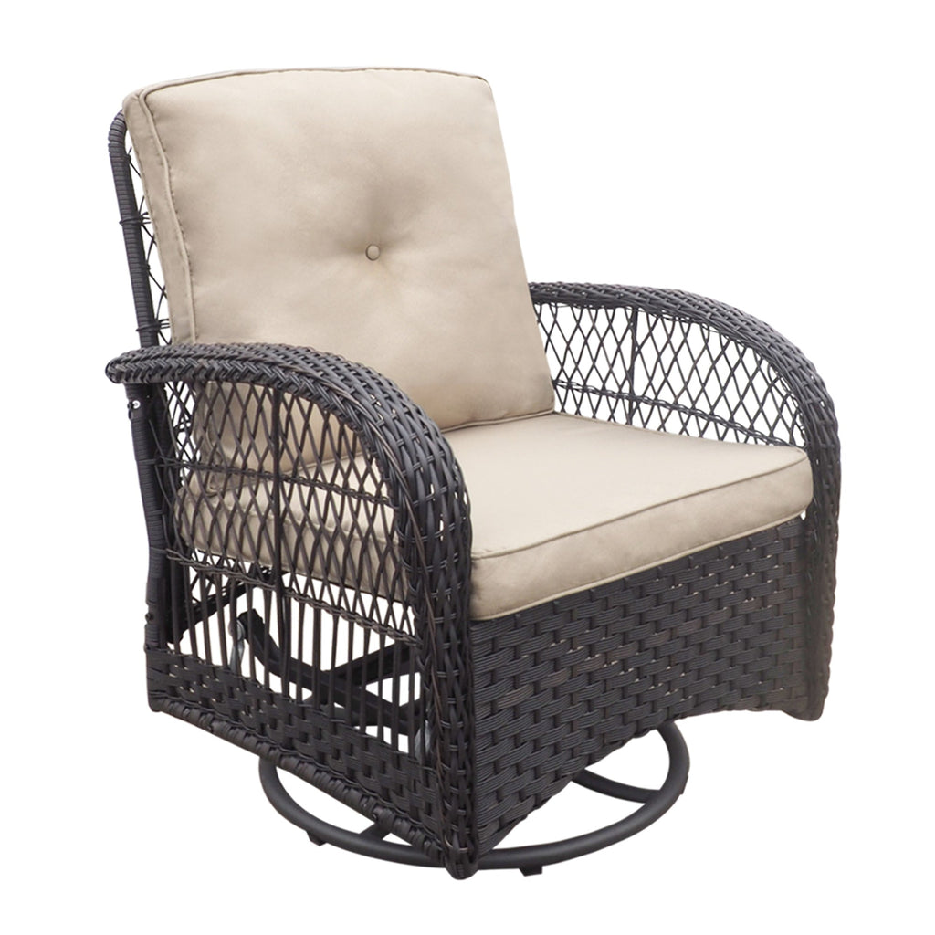 3 Piece Outdoor Wicker Rocker Swivel Conversation Set