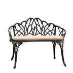 Tulip Cast Aluminum Garden Bench with cushion