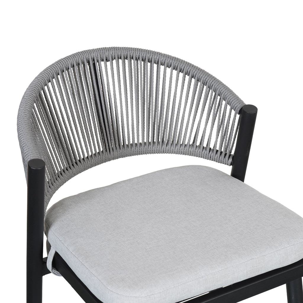 Outdoor Metal Frame Stools with Scallop-Shaped Backrest & Water-Resistant Cushions, Set of 2