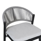 Outdoor Metal Frame Stools with Scallop-Shaped Backrest & Water-Resistant Cushions, Set of 2