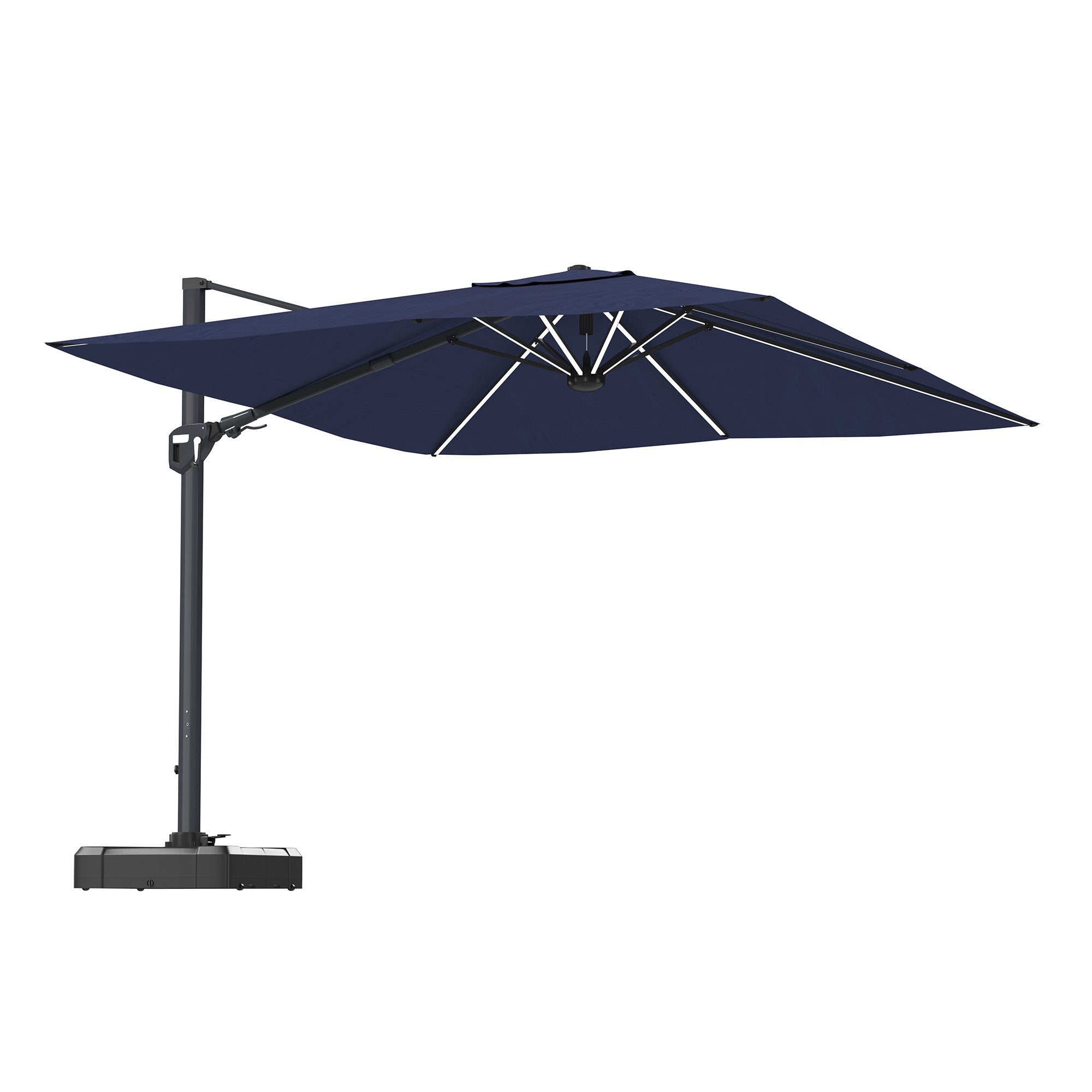 11' Square Cantilever Patio Umbrella with LED Light, Base Not Included