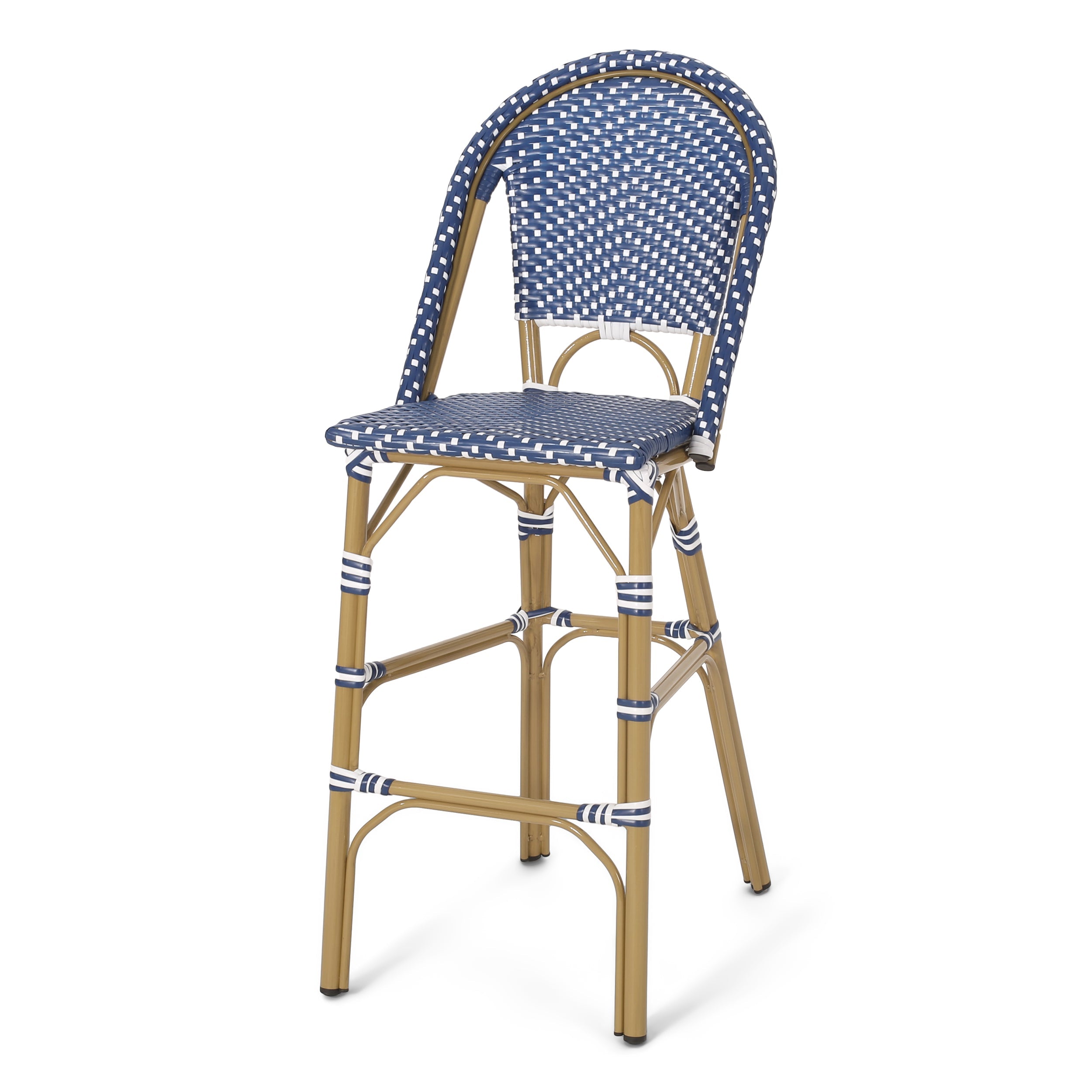 Clifftop 29.5" Outdoor Rattan Bar Stool with Aluminum Frame and Footrest, Set of 2