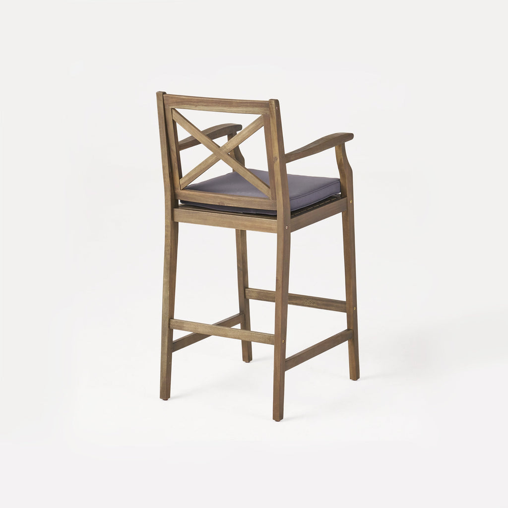 Perla Outdoor Acacia Wood Barstools, Set of 2