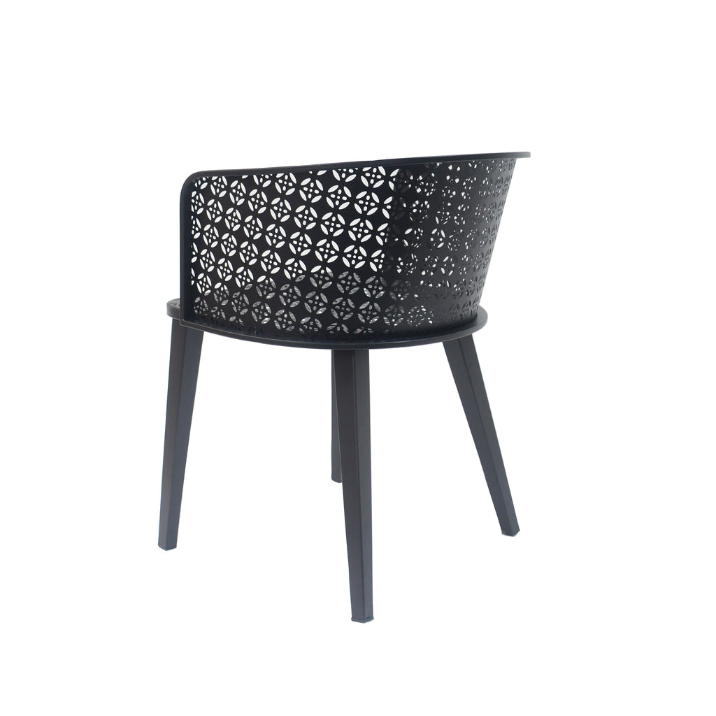 Rejoiced Outdoor Dining Chair with Geometric Lattice Design and Curved Back, Set of 2