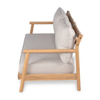 Indira Outdoor Acacia Wood Loveset Sofa with Water-Resistant Cushion