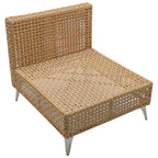 7-Piece Outdoor Wicker Sectional Sofa with Water Resistant Cushions and Coffee Table