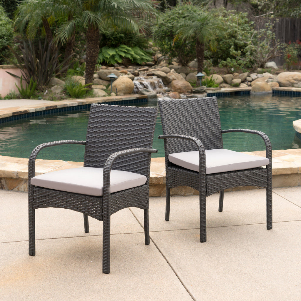 Cordoba Outdoor Wicker Dining Chairs, Set of 2